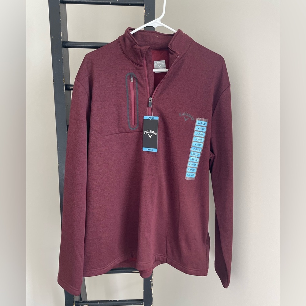 NWT Callaway Men's Burgundy Quarter Zip